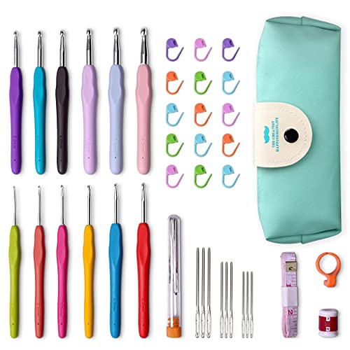 HASTHIP Crochet Hooks Set, Realplus 41 Pcs Full Size Crochet Set, Ergonomic Soft Grip Rubber Handles, Crochet Kits For Beginners Adults, Sister Gift, Crochet Hooks With Case (Green) HASTHIP Crochet Hooks Set, Realplus 41 Pcs Full Size Crochet Set, Ergonomic Soft Grip Rubber Handles, Crochet Kits For Beginners Adults, Sister Gift, Crochet Hooks With Case (Green)
